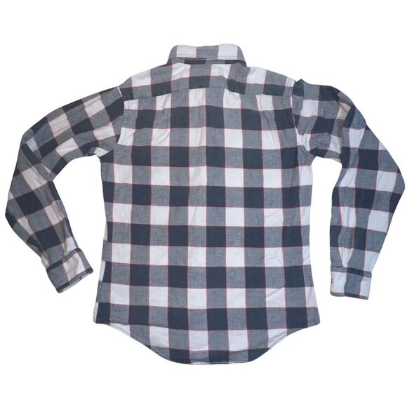 Vtg Brigade Shirt Mens Medium Button Front Collared Black White Plaid Cotton - Picture 7 of 10